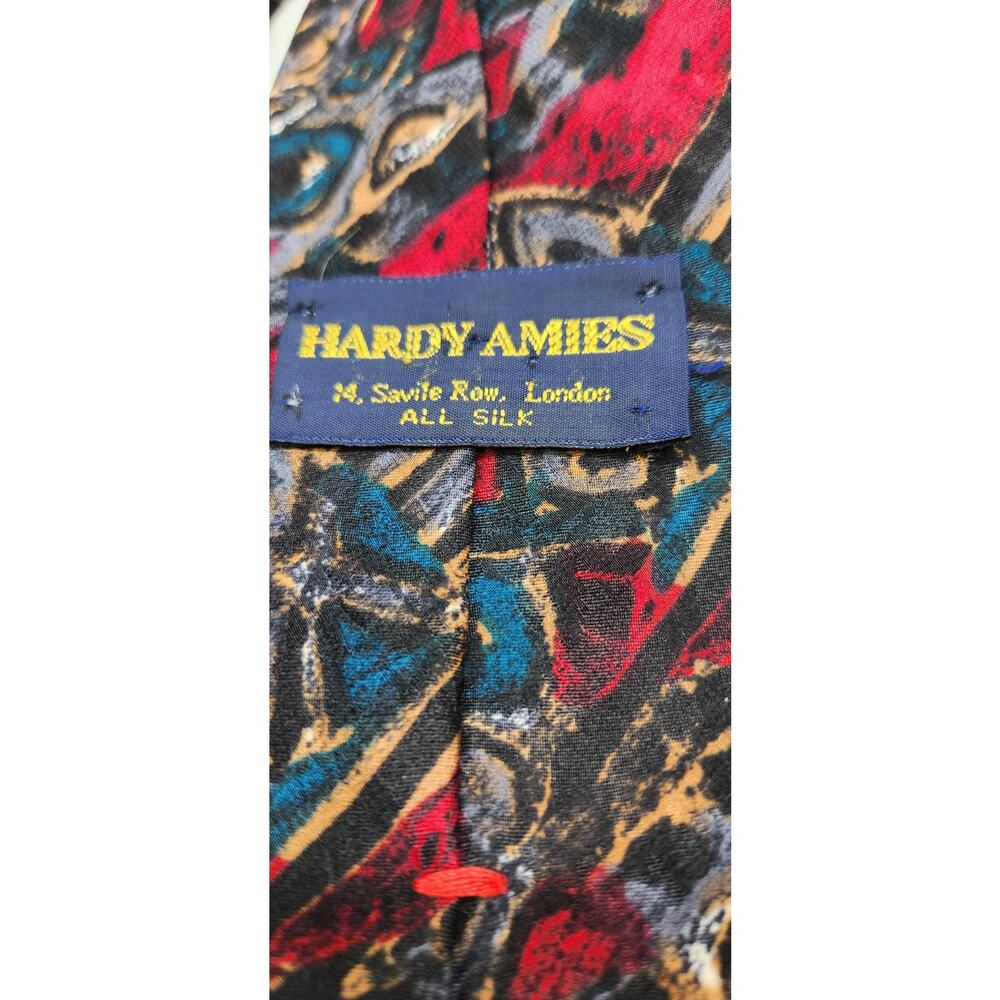 Vintage Hardy Amies Men's Tie Silk Abstract Designer Necktie - Picture 4 of 4